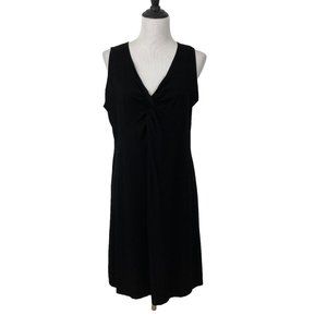 Eileen Fisher Black Twist Front Dress Size L Sleeveless Pullover V-neck